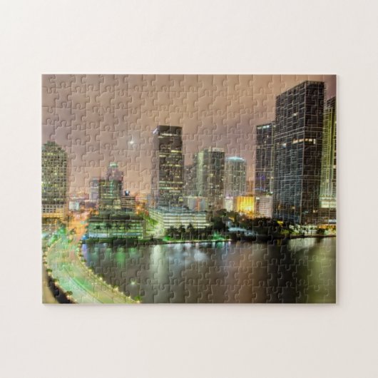 都心のマイアミへの水路を渡る橋鉛 ジグソーパズル (横)