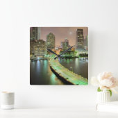 都心のマイアミへの水路を渡る橋鉛 スクエア壁時計 (ホーム)