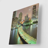 都心のマイアミへの水路を渡る橋鉛 スクエア壁時計 (傾斜)