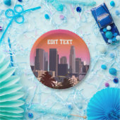 都心のロサンゼルス-カスタマイズ可能なイメージ ペーパープレート (パーティー)