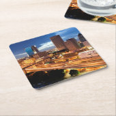 都心の都市眺め スクエアペーパーコースター (アングル)