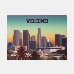 都心のL.A. -カスタマイズ可能なイラストレーション ドアマット