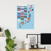 都道府県国旗の地図 ポスター (ホームオフィス)