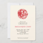 酉年の赤い卵としょうがパーティーベイビー 招待状 (正面)