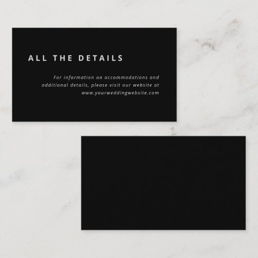配ミニマル置 |ブラックとグレー結婚の詳細 エンクロージャーカード (正面/裏面)