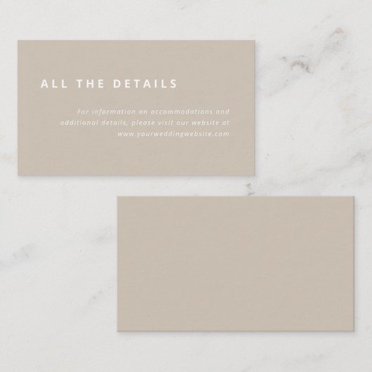 配ミニマル置 |白の詳細とベージュ エンクロージャーカード (正面/裏面)