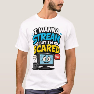 配信したいけど怖いゲーマー Tシャツ
