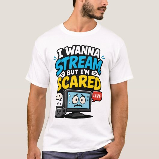 配信したいけど怖いゲーマー Tシャツ (正面)