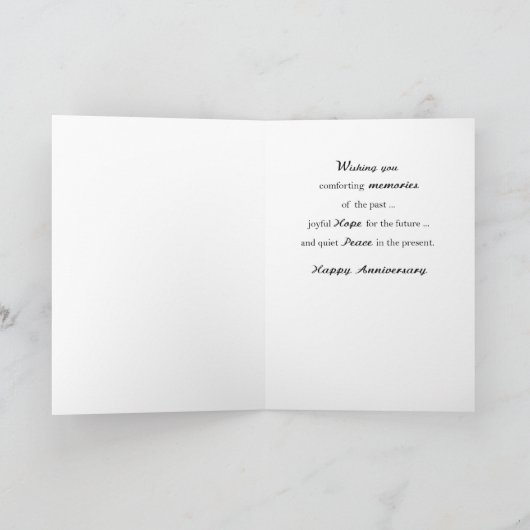 配偶者がいない結婚記念日の思い出と希望 カード (内部)