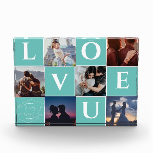 配偶者のための個人化夫婦の写真コラージギフト フォトブロック (正面)