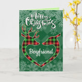 配偶者バッファローのプレイド鹿クリスマス カード (黄色い花)