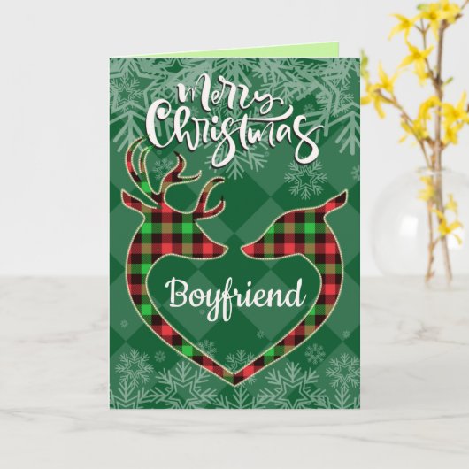 配偶者バッファローのプレイド鹿クリスマス カード (黄色い花)