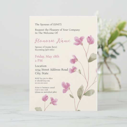 配偶者歓迎軍隊ピンクデジタル招待状 招待状 (スタンド正面)