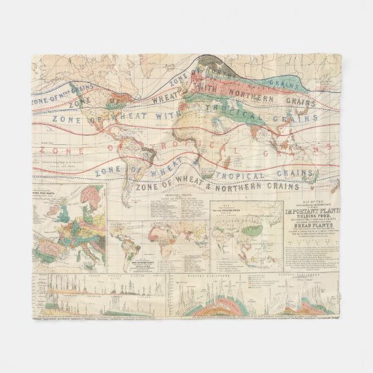 配分の植物 フリースブランケット (正面(横))