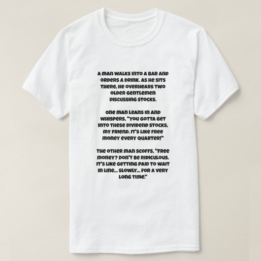 配当株についてのAIジョーク Tシャツ (デザイン正面)