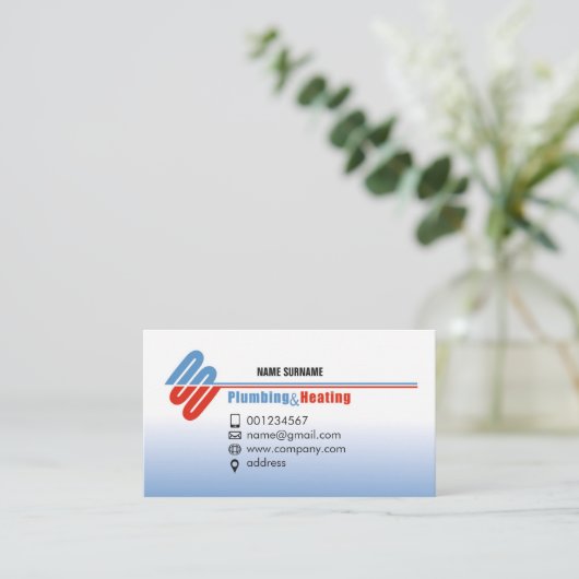 配管および暖房。 便利屋のための名刺 名刺 (スタンド正面)