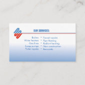 配管および暖房。 便利屋のための名刺 名刺 (裏面)