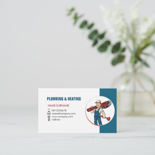 配管および暖房。 便利屋のための名刺 名刺 (スタンド正面)