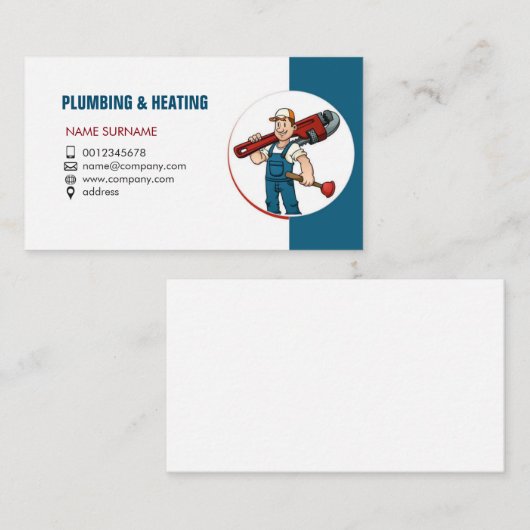 配管および暖房。 便利屋のための名刺 名刺 (正面/裏面)