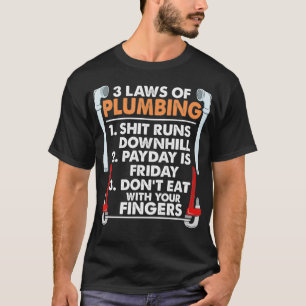 配管の3つの法則 笑える配管工 パイプフィッター Tシャツ