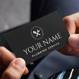 配管サービス 水道業者 ハンドyman 黒と白 名刺