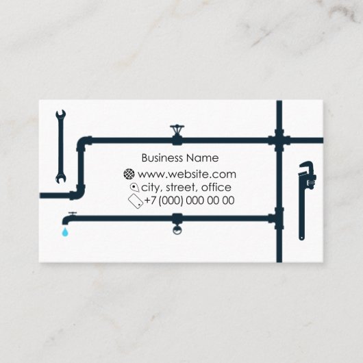 配管パイプラインサービスと修理名刺 名刺 (正面)