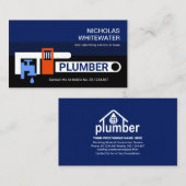 配管レンチ青い水配管設備 名刺 (正面/裏面)