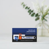 配管レンチ青い水配管設備 名刺 (スタンド正面)