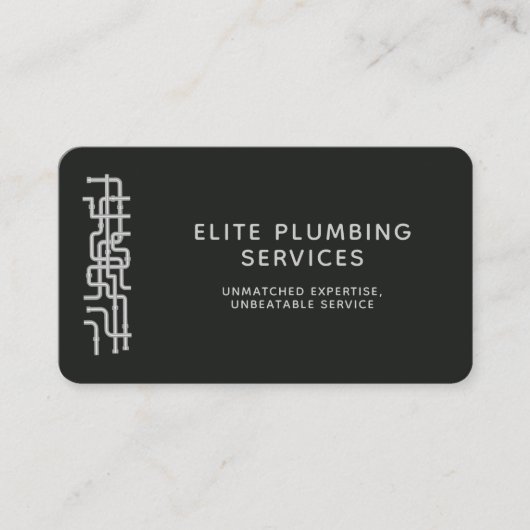 配管修理サービス水道管モダン黒 名刺 (正面)