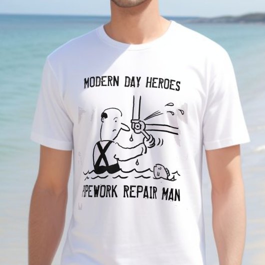 配管修理マン Tシャツ