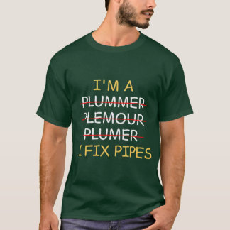 配管工です パイプがおかしい レトロ Tシャツ