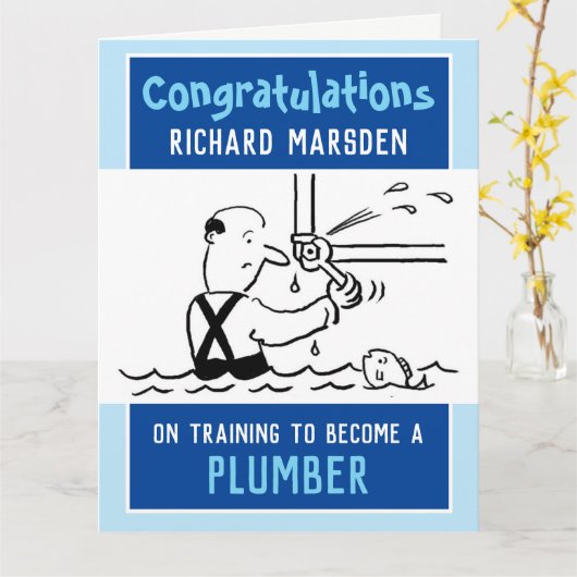 配管工と給排水衛生設備のトレーニングカードの完成 カード (黄色い花)