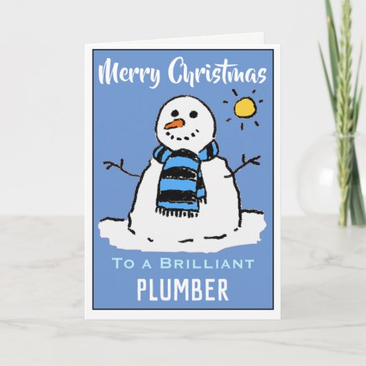 配管工のための楽しい雪だるまクリスマスカード シーズンカード (正面)