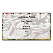 配管工の作業台にある2つの赤いレンチ マグネット名刺 (正面)