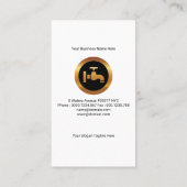 配管工の印象的な金ゴールドアイコンレトロブルーウッドグレイン 名刺 (裏面)