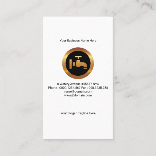 配管工の印象的な金ゴールドアイコンレトロブルーウッドグレイン 名刺 (裏面)