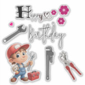 配管工の誕生日 シール (正面)