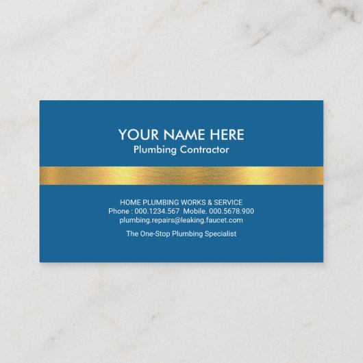 配管工の金ゴールド威厳のある配管アイコン 名刺 (裏面)