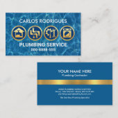 配管工の金ゴールド威厳のある配管アイコン 名刺 (正面/裏面)