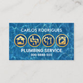 配管工の金ゴールド威厳のある配管アイコン 名刺 (正面)