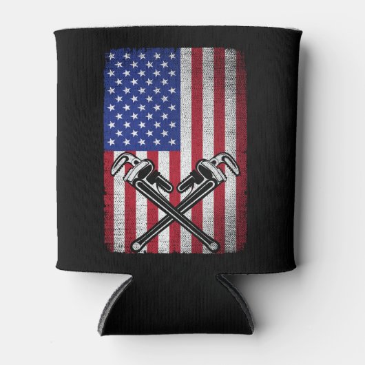 配管工アメリカ合衆国国旗の配管配管管 缶クーラー (正面)