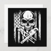 配管工アメリカ国旗の配管ツールツールのジョブギフト 招待状 (正面/裏面)