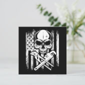 配管工アメリカ国旗の配管ツールツールのジョブギフト 招待状 (スタンド正面)