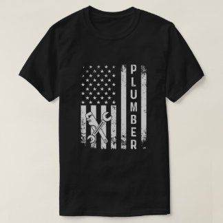 配管工アメリカ国旗の配管 Tシャツ