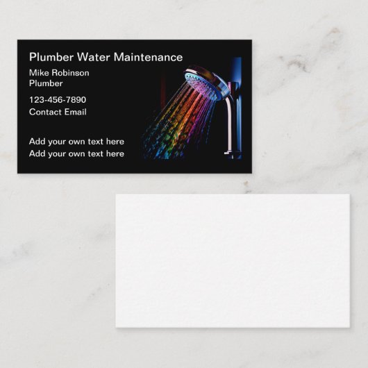 配管工クールテーマシャワー水事業カード 名刺 (正面/裏面)