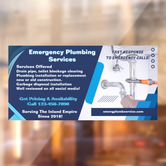 配管工サービス事業用請負業者バンをカスタマイズ ウィンドウサイン (シート2)