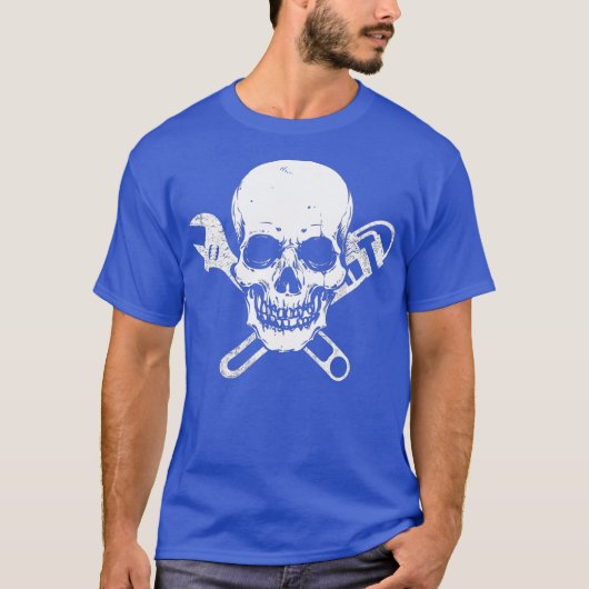 配管工パイプフィッター用レンチドクロ配管工事 Tシャツ (正面)