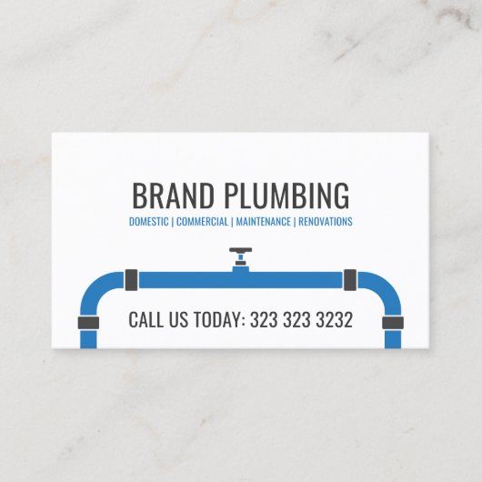配管工モダン場、排水画層、給排水衛生設備 名刺 (正面)