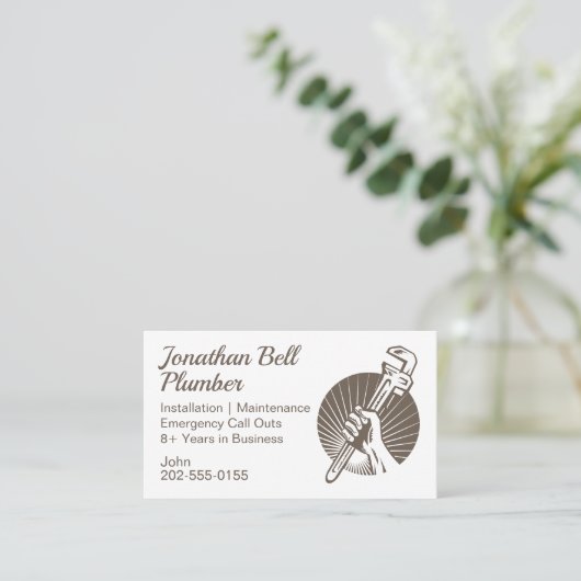 配管工レンチ配管 名刺 (スタンド正面)