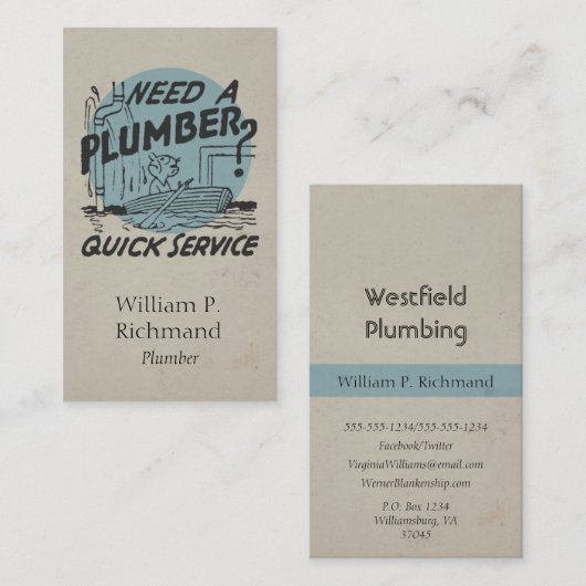 配管工ヴィンテージ 名刺 (正面/裏面)